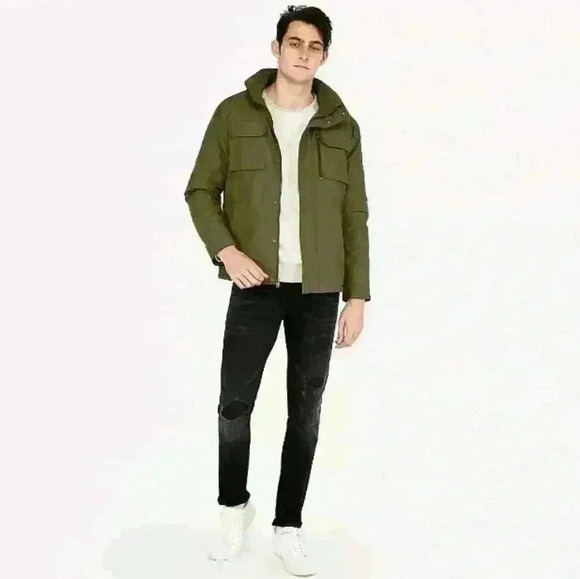 Express Men's Olive Green Nylon Five Pocket Jacket - Picture 4 of 4